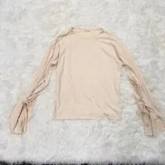 【Laughies Closet】袖ドロスト リブカットソー アイボリー M