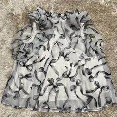 極美品/24ss✨スナイデル リボン袖オーガンシースルーブラウス バック 