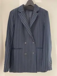 Vis ネイビー ストライプ ダブルブレストジャケット