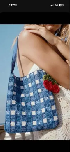 新品タグ付き　ZARA ファンタジービーズ バッグ　チェック　チェリーのサムネイル