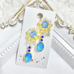 ハンドメイドイヤリング【No.07】痛くない 蝶バネ ガラス パール ビジュー