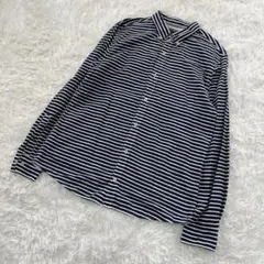 Tony's Hugger ネイビーとホワイトストライプ長袖シャツ XLサイズ