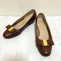 Salvatore Ferragamo ブラウン リボン付きパンプス フェラガモ