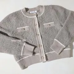 新品未使用タグ付★リランドチュール 柄編みふわふわニットジャケット カーディガン