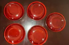 漆塗　漆器　菓子椀　５客　吸物椀　朱色　骨董　アンティーク