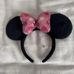ミニーマウス風カチューシャ 黒とピンク