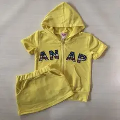 【上下セット】ANAP kids 半袖パーカー＆スカート イエロー[90cm]