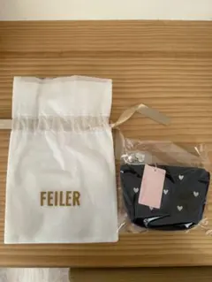 LOVERARY by FEILER ハート柄ポーチ ネイビー