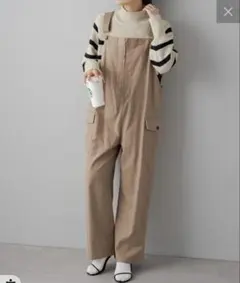 PUAL CE CIN 綿麻フロントジップサロペット ベージュのサムネイル