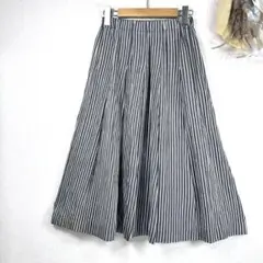 ジャンニロジュディチェ ロングフレアスカート ストライプ シルク混 グレー
