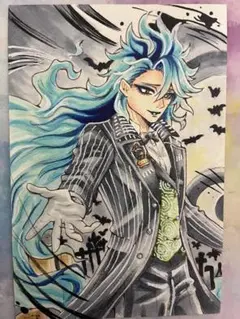 手描き　イラスト　原画　ツイステ　イデア