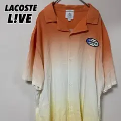 LACOSTE L!VE メンズ グラデーション オレンジ シャツ レーヨン M