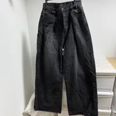 JEANASIS タックデニムワイドパンツ　ブラック ワイドデニムパンツ
