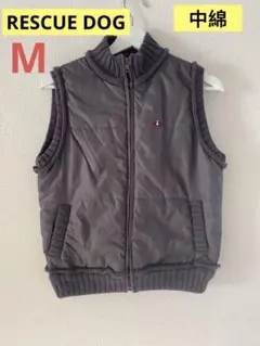 希少RESCUE DOG 中綿ベスト　イヌ刺繍ロゴ　グレー　サイズM