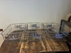 昭和レトロ】給食カゴ ステンレス ワイヤーバスケット 大中8点セット