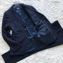 【極美品 現行】ヒューゴボス　スーツ　上下　紺　伸縮性　大谷翔平