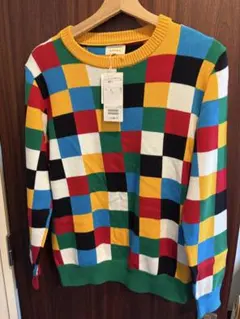 BEAMS ビームス ブロックチェック マルチカラー ニット