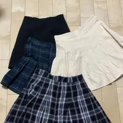 プリーツスカートセット（黒・チェック•ネイビー・白）