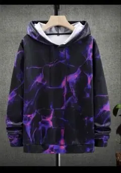 黒と紫の抽象模様パーカー【匿名配送】