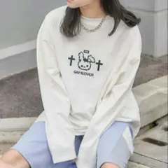 WEGO Whinny ガビーンウサギ Tシャツ 長袖ロンT ホワイト白 原宿系