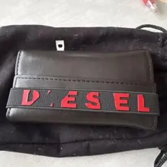 DIESEL レザーキーケース 黒/赤