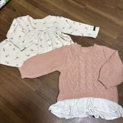 2枚セット★ピンク ケーブル編みニット 90cm