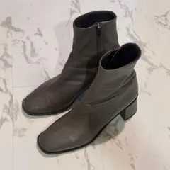 DIANA 本革 ショートブーツ 24.5cm グレー 秋冬 美脚 ヒール