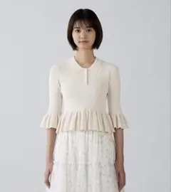 GU rokh 3XL リブポロセーター　7部袖　オフホワイト　白　新品