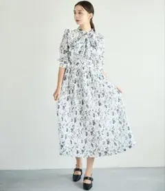 31 Sons de modeホワイト系花柄ロングドレス Sサイズ