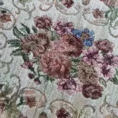【新品】50×80　洗えるラグ　ゴブラン織　ローズ　ばら　玄関マット 薔薇柄