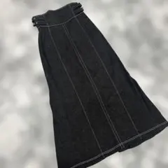【And Couture】ブラック フレアデニムロングスカート