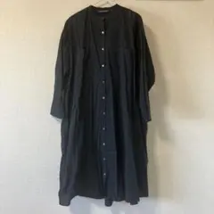 ミズイロインド Aライン フレア シャツ ワンピース mizuiroind 黒