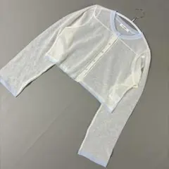 w closet シアーカーディガン ショート丈 長袖 ホワイト 冷房対策 Fのサムネイル