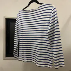 SAINT JAMES 白/青ストライプ 長袖Tシャツ XS