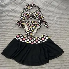 水玉模様 セパレート水着 フレアスカート付き　9号 Mサイズ