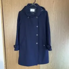 アーノルドパーマー　ウールコート　ロングコート　帽子付き　紺色 Lサイズ