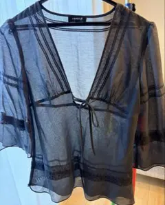 新品FRAGILE ブラック シースルーブラウス