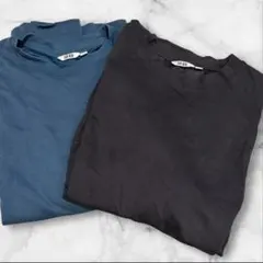 UNIQLO U エアリズム　青と黒のクルーネックTシャツ 2枚セット　訳有ＸＬ