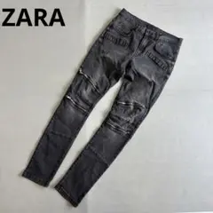【ザラ】スキニーデニムパンツ　黒　ブラック　ストレッチ　ボトムス　カジュアルのサムネイル