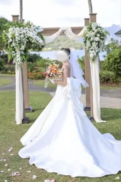 ※最終お値下げ中【高身長向け】サテンホワイト Aライン ウェディングドレス