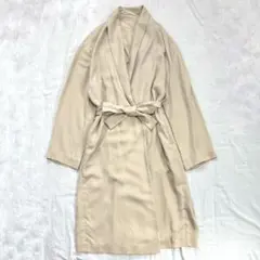 アダムエロペ ベルト付 ガウン ショールカラー ロングコート38 M ベージュのサムネイル