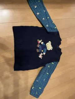 familiar 刺繍付きニットベスト風カットソー