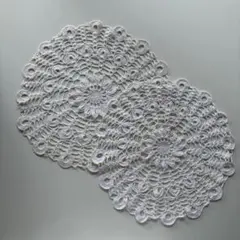 ハンドメイド ドイリー 2枚セット レース編み ホワイト