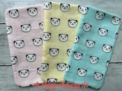 ガーゼ＊ハンカチ＊ハンドメイド　6重ガーゼハンカチ② パンダちゃん　3枚セット