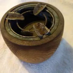 木製 灰皿 金属製中皿付き