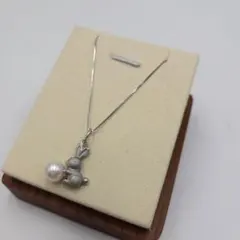 アコヤパール あこや真珠 本真珠　ネックレス　silverチェーン　うさぎ