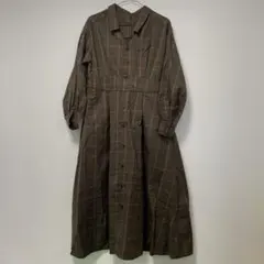 【SIMPLICITE】チェック　シャツワンピース　ロング