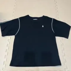 LOGOS DAYS ワッフル半袖Tシャツ ブラック L くま刺繍
