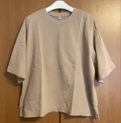 ユニクロ★コットン 五分袖 Tシャツ　モカ