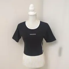 エヘカソポ サイドライン入り　半袖Tシャツ 黒